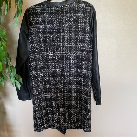 Michael Kors plaid tweed sequin zip up long jacket - Picture 8 of 9